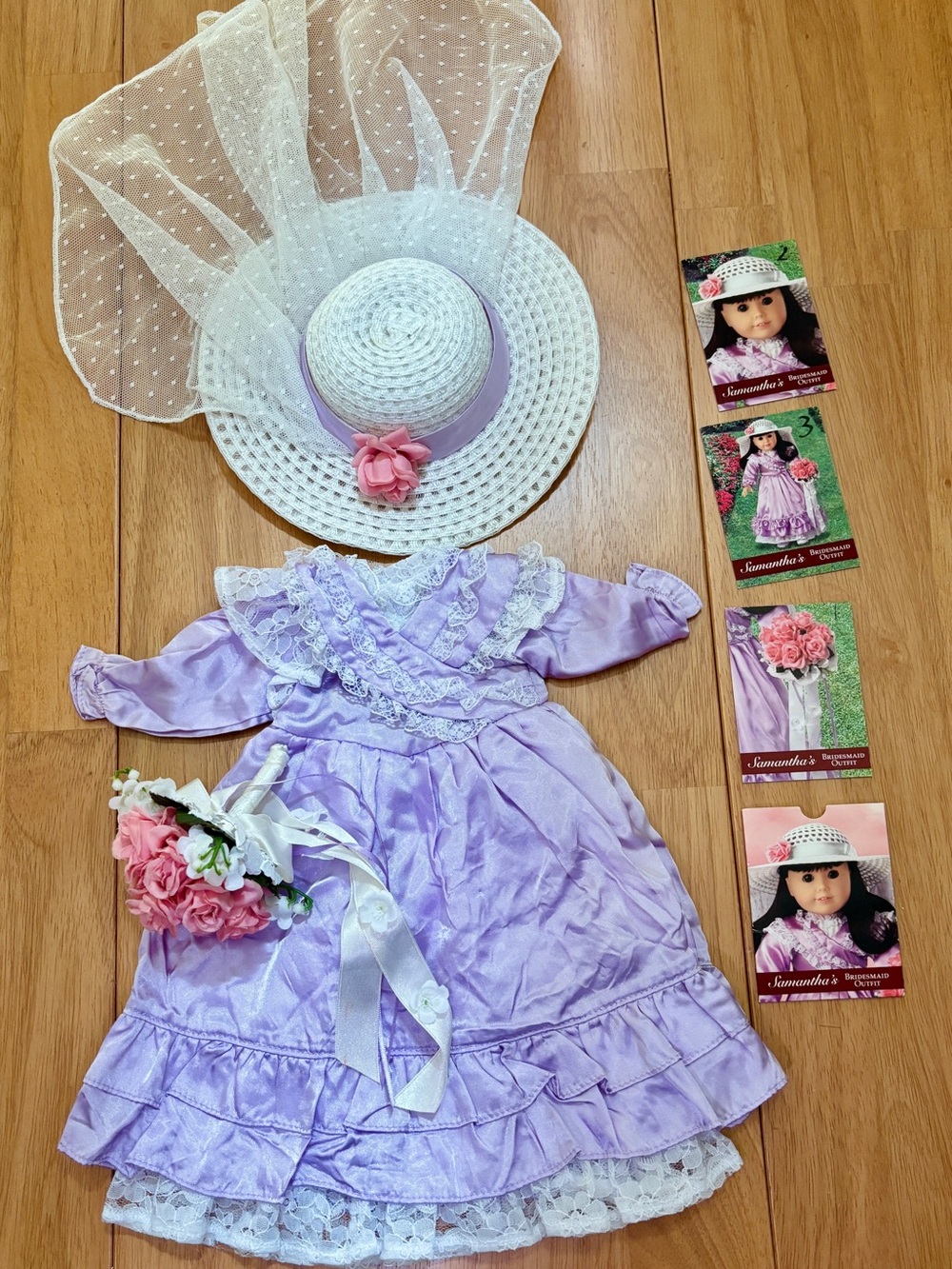 American Girl Samantha ~ Bridesmaid Dress, Hat, Flowers, and Brochure ~